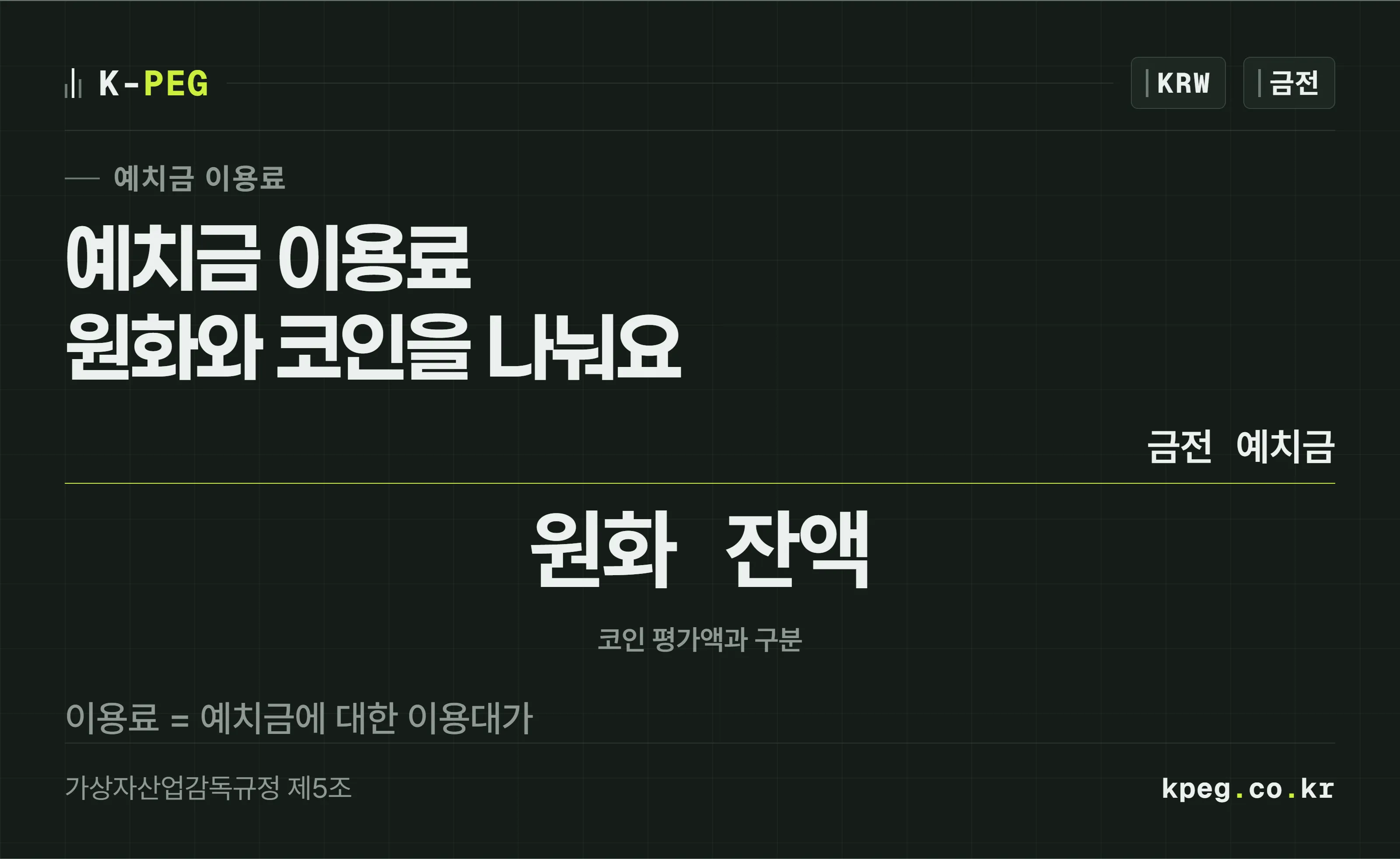 예치금 이용료는 원화 잔액과 코인 평가액을 나누어 확인하는 표지